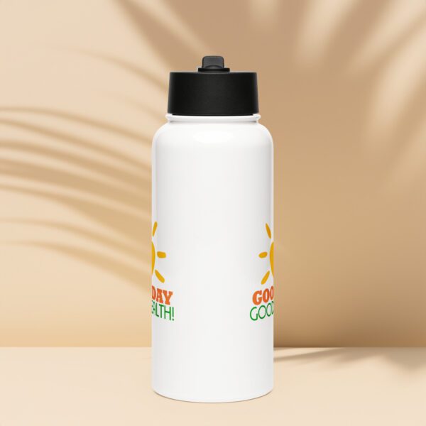 Good Day, Good Health! Stainless steel water bottle with a straw lid - Image 4