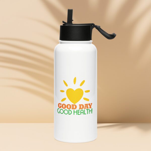 Good Day, Good Health! Stainless steel water bottle with a straw lid - Image 3