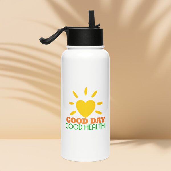 Good Day, Good Health! Stainless steel water bottle with a straw lid - Image 2