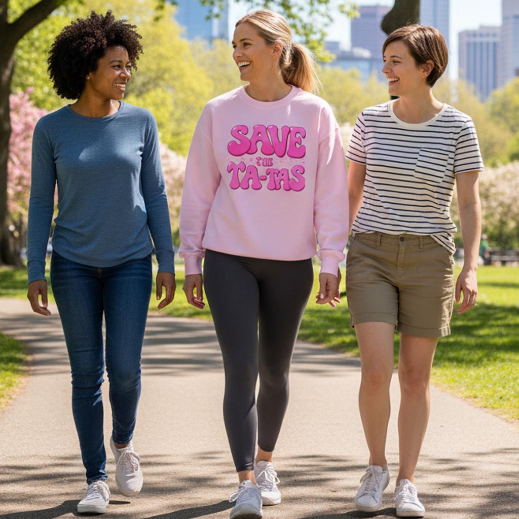 "Save The Ta-Tas" Breast Cancer Awareness Crew Neck Sweatshirt