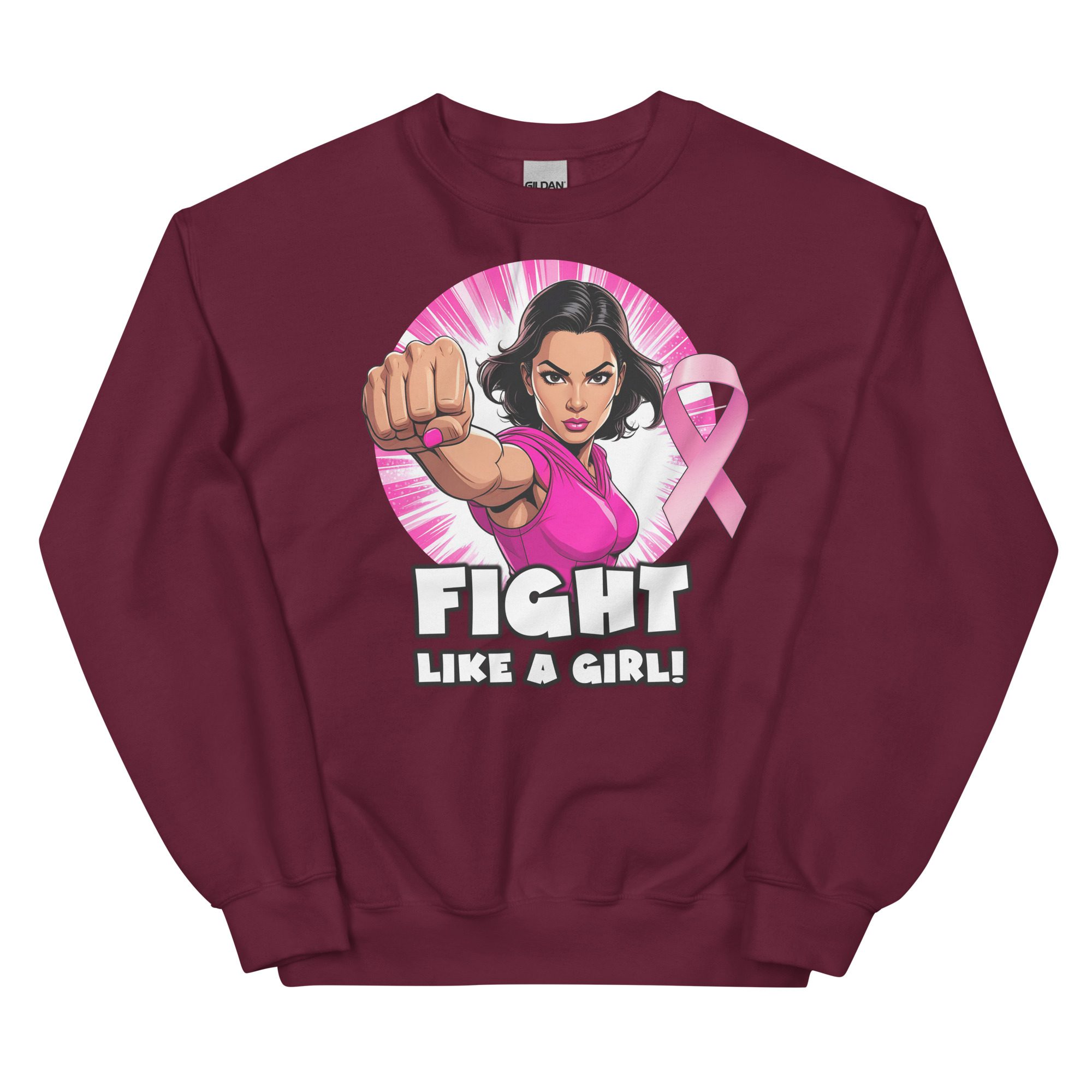 "Fight Like A Girl" Breast Cancer Awareness Sweatshirt - Image 2