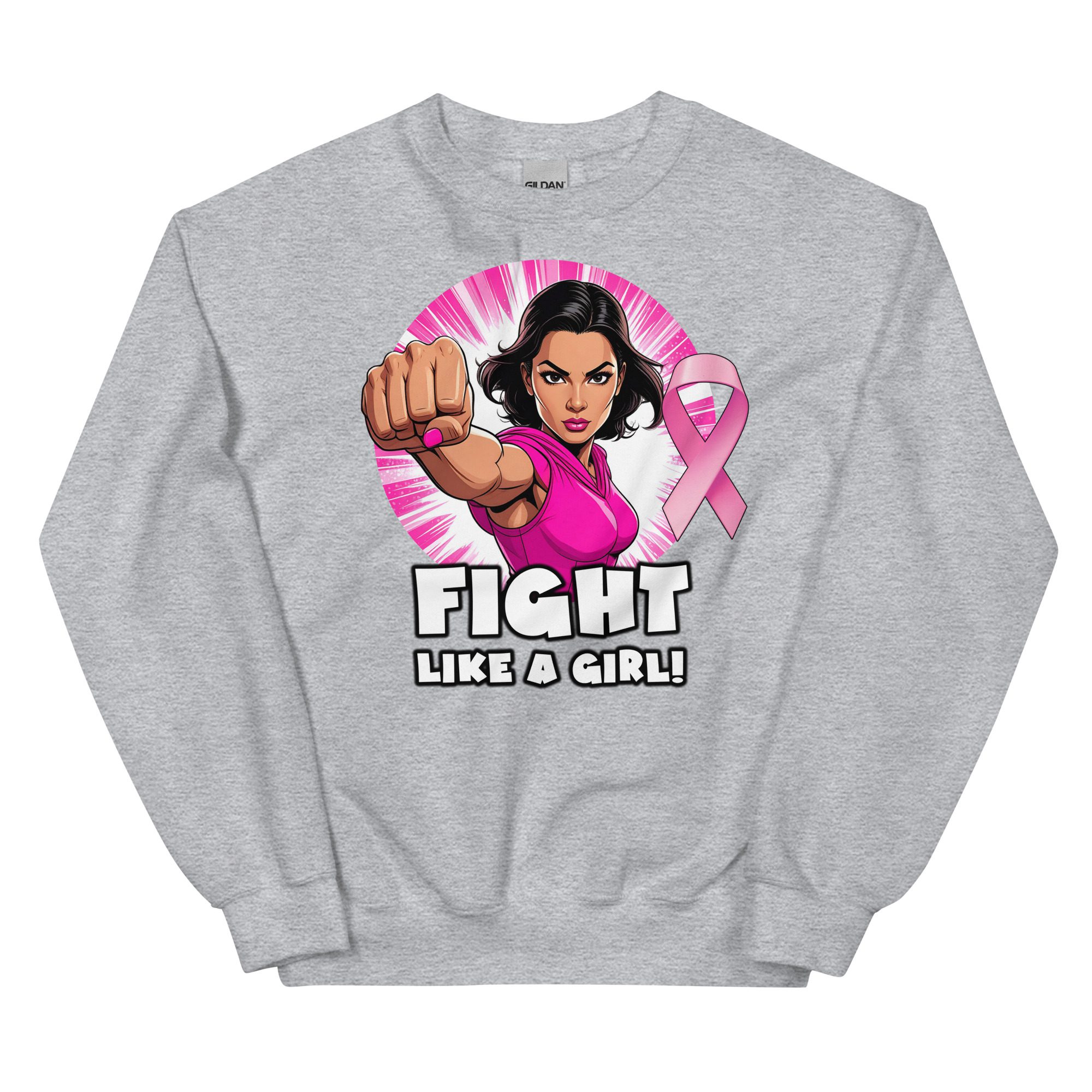 "Fight Like A Girl" Breast Cancer Awareness Sweatshirt - Image 4