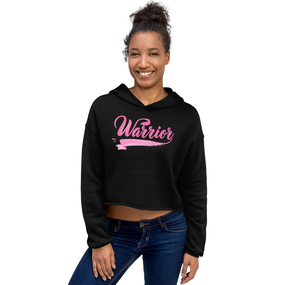 "Warrior" Breast Cancer Awareness Crop Hoodie
