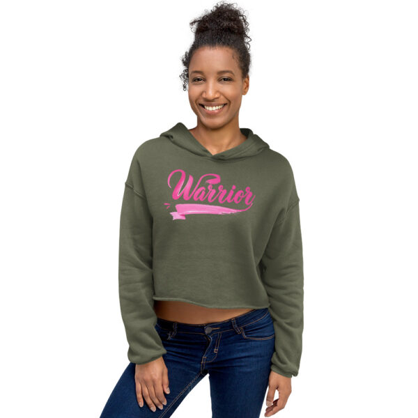 "Warrior" Breast Cancer Awareness Crop Hoodie - Image 7