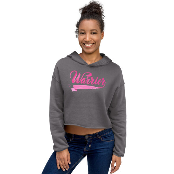 "Warrior" Breast Cancer Awareness Crop Hoodie - Image 9