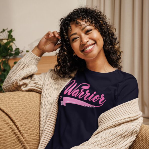 "Warrior" Breast Cancer Awareness Women’s Relaxed T-Shirt - Image 3