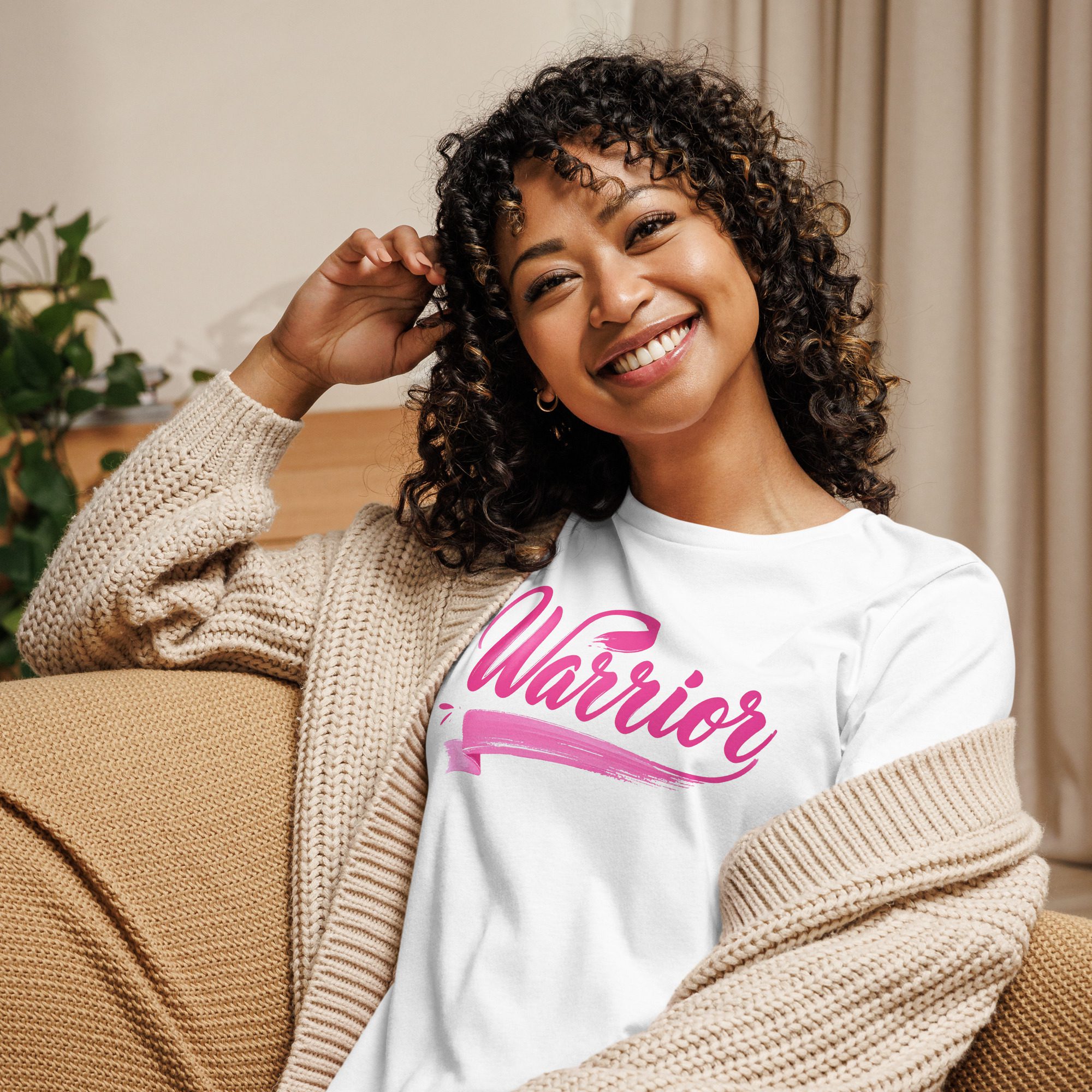 "Warrior" Breast Cancer Awareness Women’s Relaxed T-Shirt