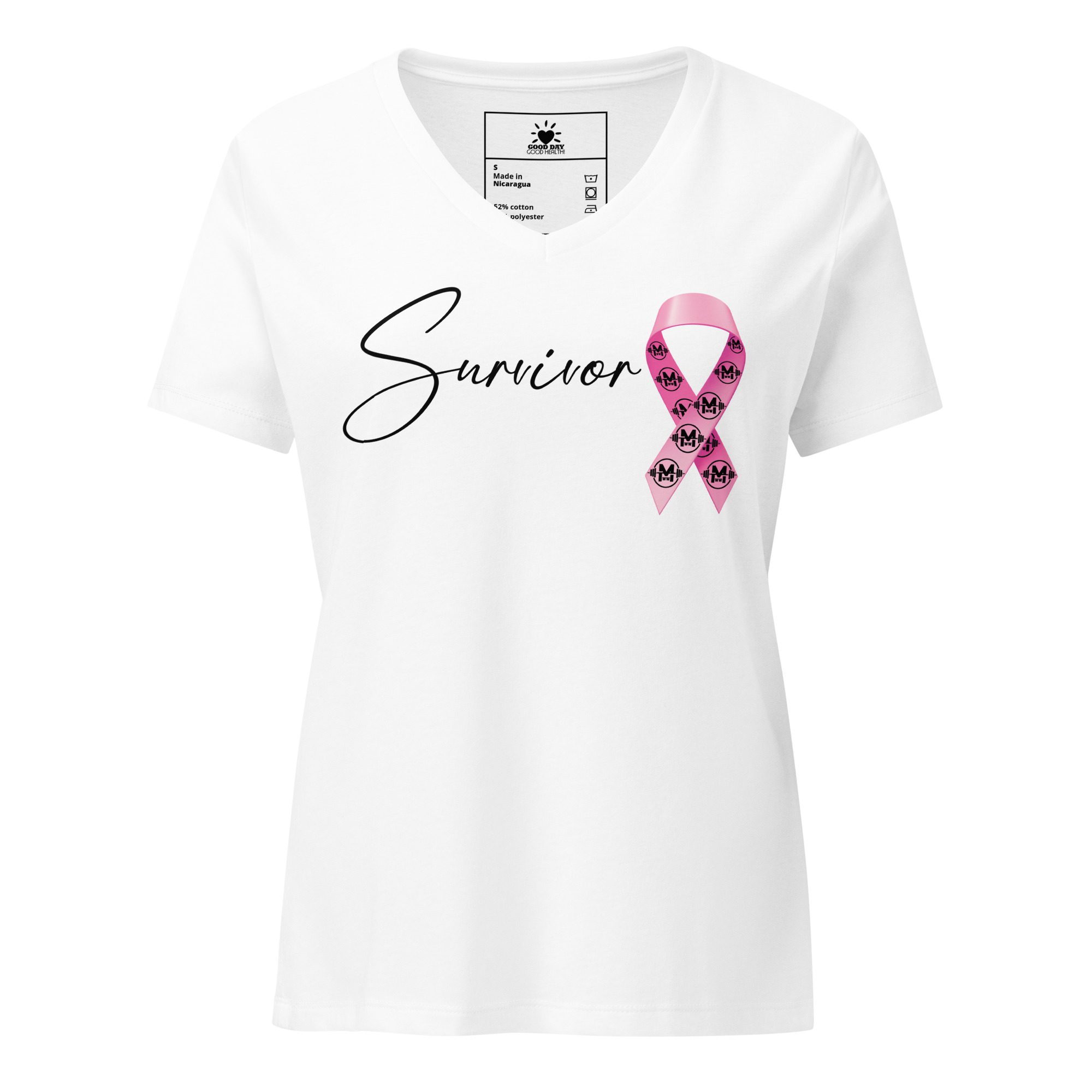 "Survivor" Women's Relaxed V-Neck (White)