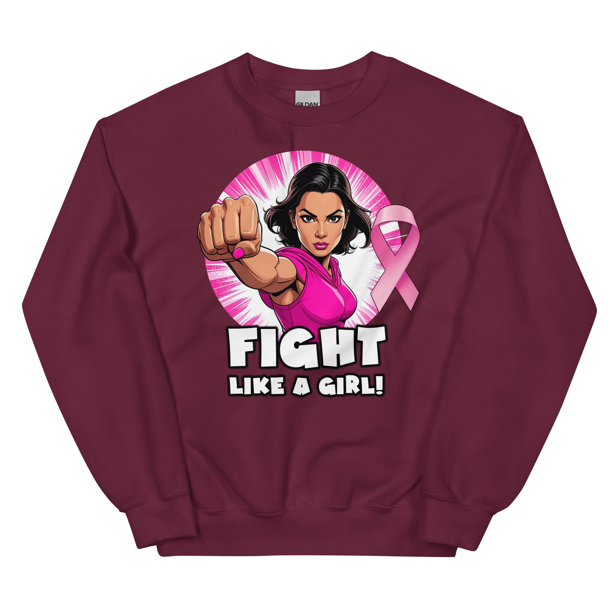 "Fight like A Girl" Breast Cancer Awareness Sweatshirt - Image 2