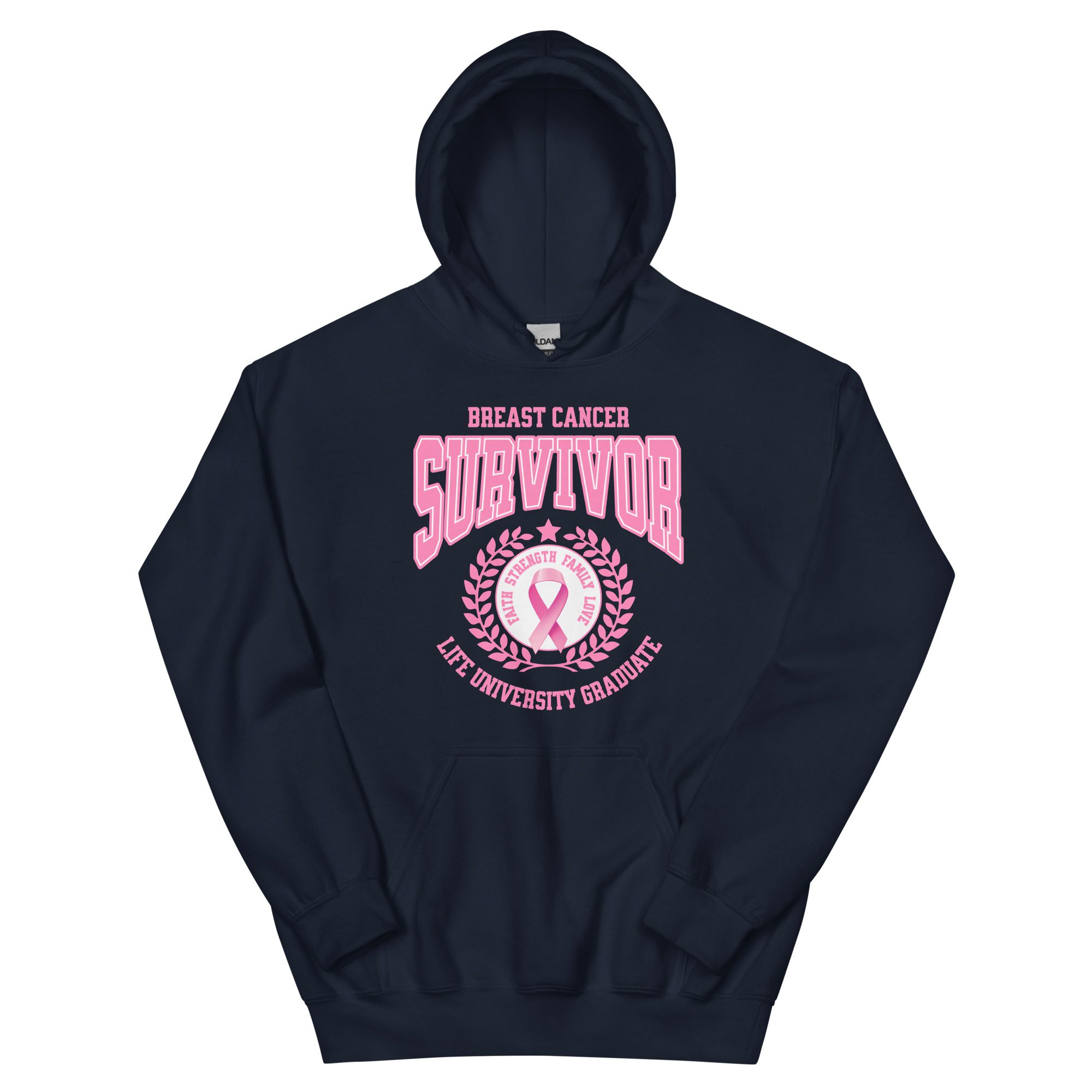 "Survivor Grad" Breast Cancer Awareness Unisex Hoodie - Image 9