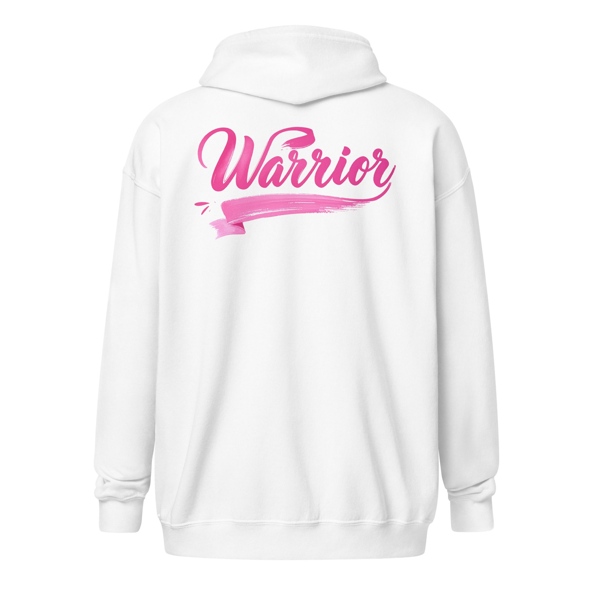 "Warrior" Breast Cancer Awareness (Back Logo) Unisex heavy blend zip hoodie